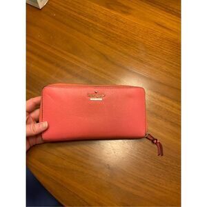 Kate Spade Jackson Street Lacey Leather Zip-Around Coral Wallet